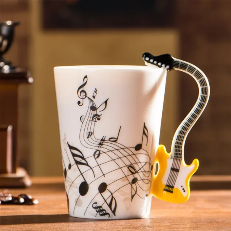 New design Guitar Ceramic mug,Personality Music Note Coffee mug,Milk Juice Lemon Mugs Coffee Tea Cup,We could support Dropship