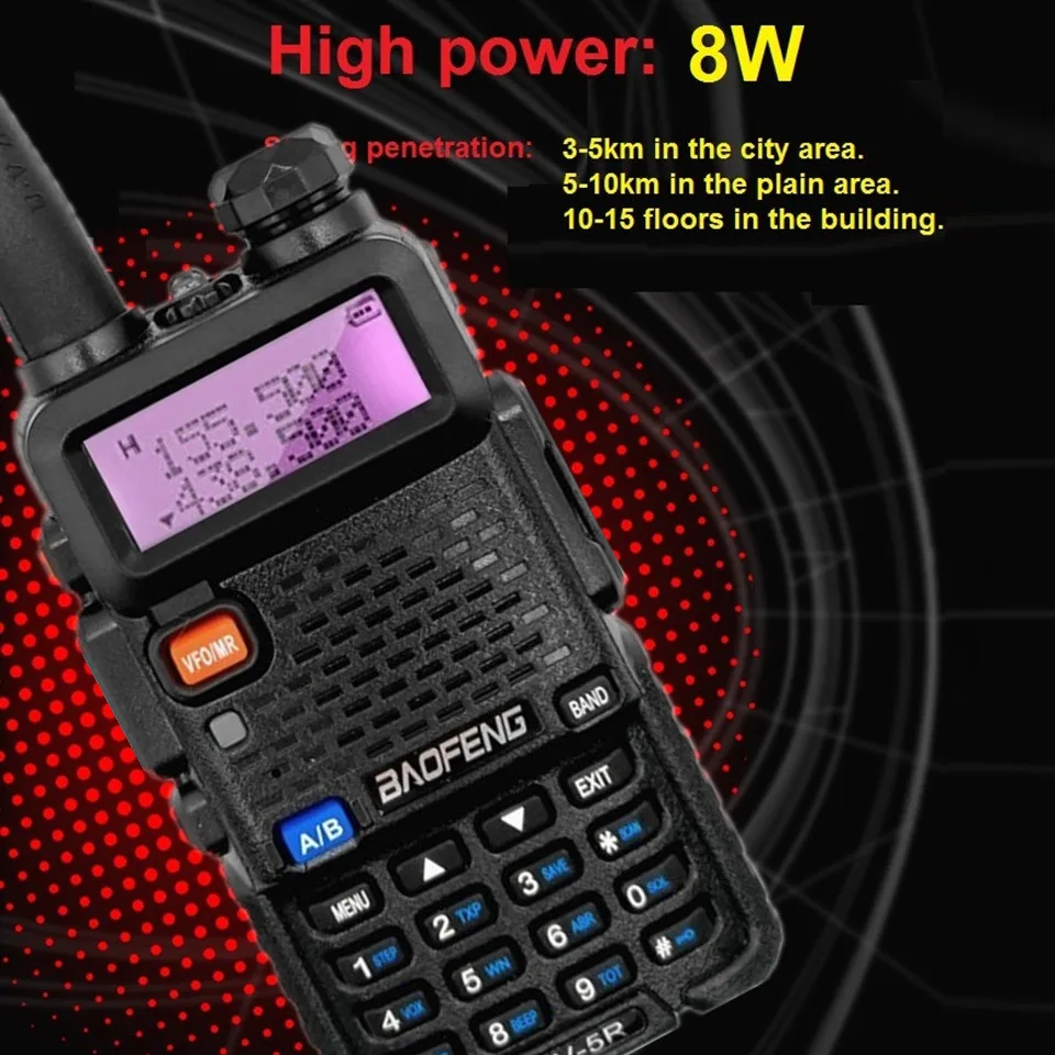 10pcs Walkie Talkie uv 5r 8w Baofeng Dual Band Two Way Radio Scanner Ham Radio Stations hf Transceiver UV-5R uv5r 8watts Amateur