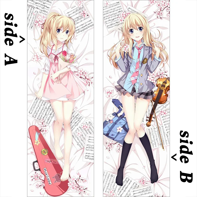 Your Lie in April Miyazono Kaori Dakimakura Print Life-size Anime Decorating Body Pillow Case Cushion Cover