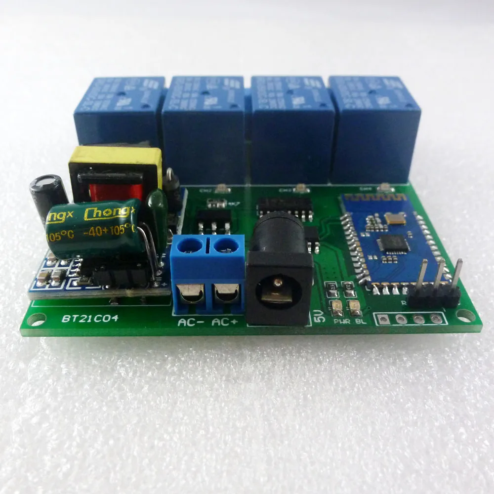 AC 110V 120V DC 5V 4 CH Bluetooth-compatible Relay Switch for Android app Wireless Remote Controller