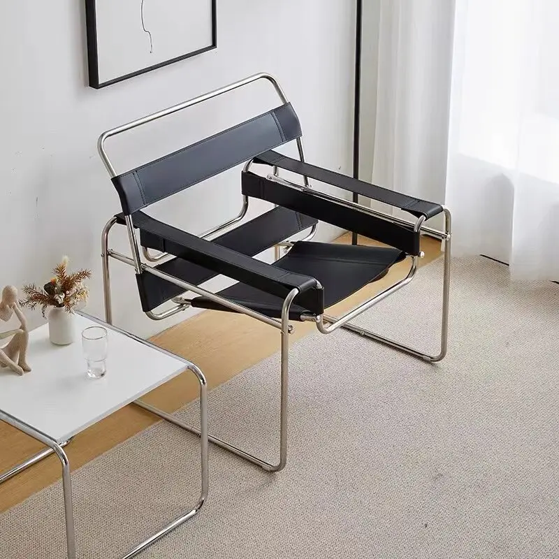 Casual Single Style Saddle Leather Mesh  Photo Sofa Chair Living Room Chair