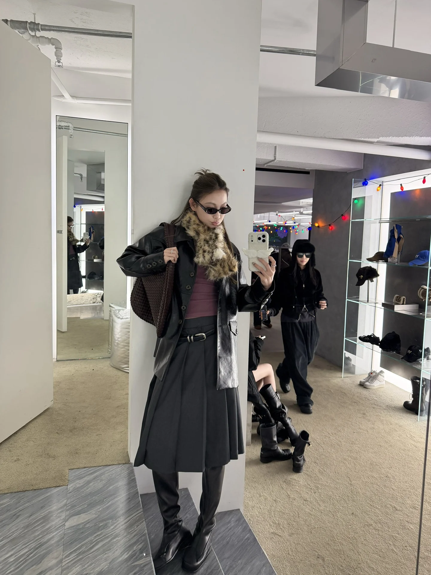 

Obliviate Asymmetrical Hem Pleated Skirt Women's Versatile f-length Casual High Waist Polyester Blend Skirt