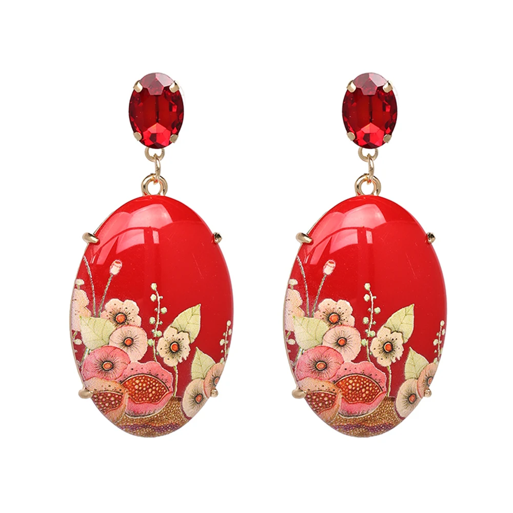 New Arrival Red Crystal Metal Statement Earrings High Quality Fashion Cartoon Dangle Earring For Women Jewelry