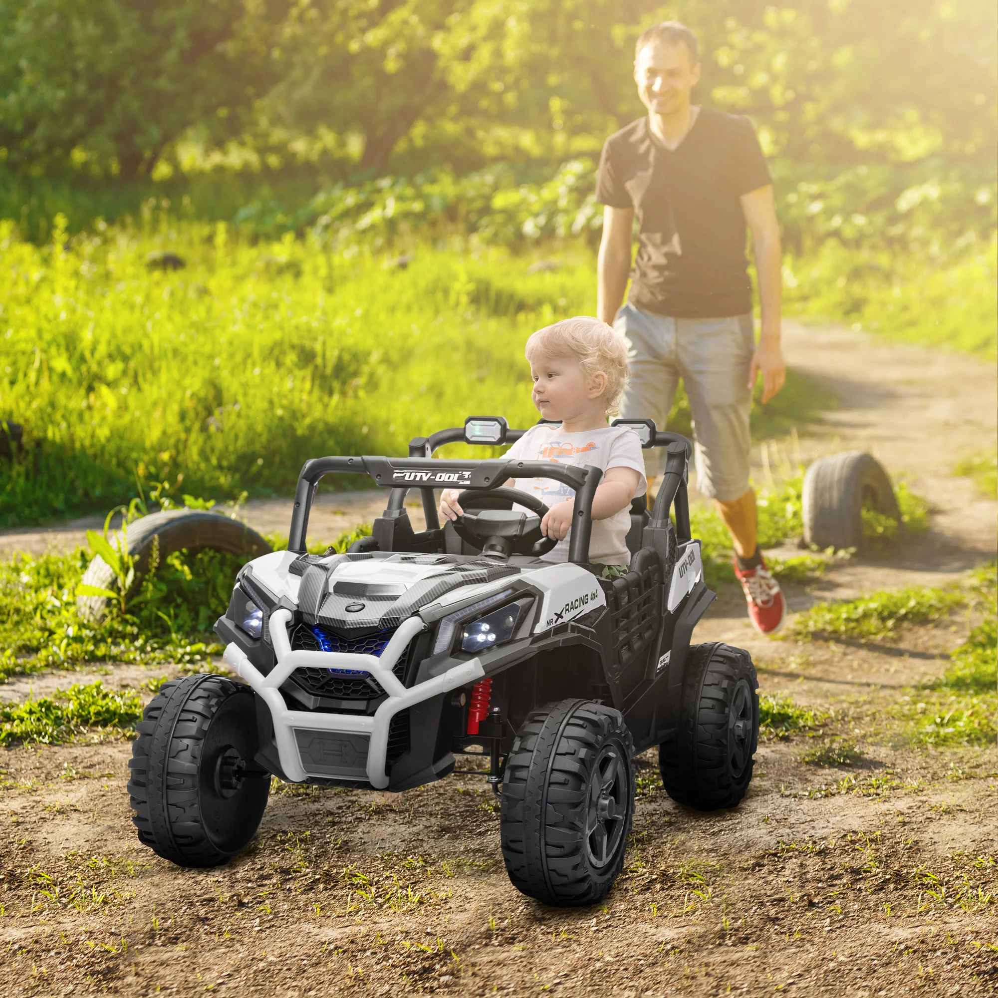 2 Seater 24V Electric Car for Kids with Remote Control, White