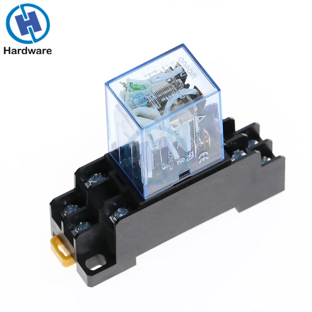 1Pc LY2NJ HH62P Electronic Mini Electromagnetic Relay 10A 8PIN Coil DPDT DC12V,24V AC110V 220V With PTF08A Base