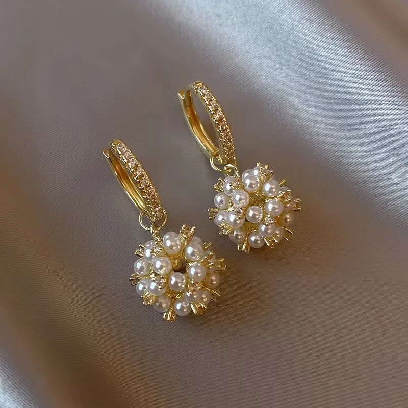 NEW CHARM Elegant Created Big Simulated Pearl Long Earrings Pearls Statement Drop Earrings For Wedding Party Gift