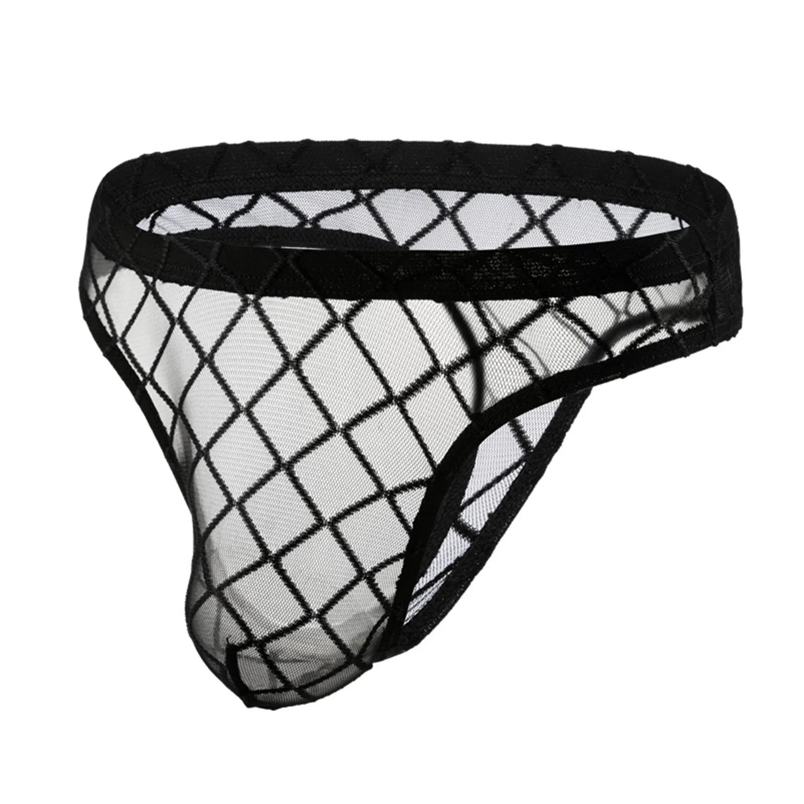 اللاتكس السراويل الرجال الرجال ثونغ مثير الماس شبكة منخفضة الارتفاع شفافة الملابس الداخلية ثونغ حزمة متنوعة غريبة