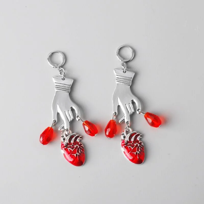 Bleeding Heart Earrings with Red Blood Drop Witchcraft Gothic Vampire Ghost Gothic Witchcraft Jewelry Fashion Women Gift