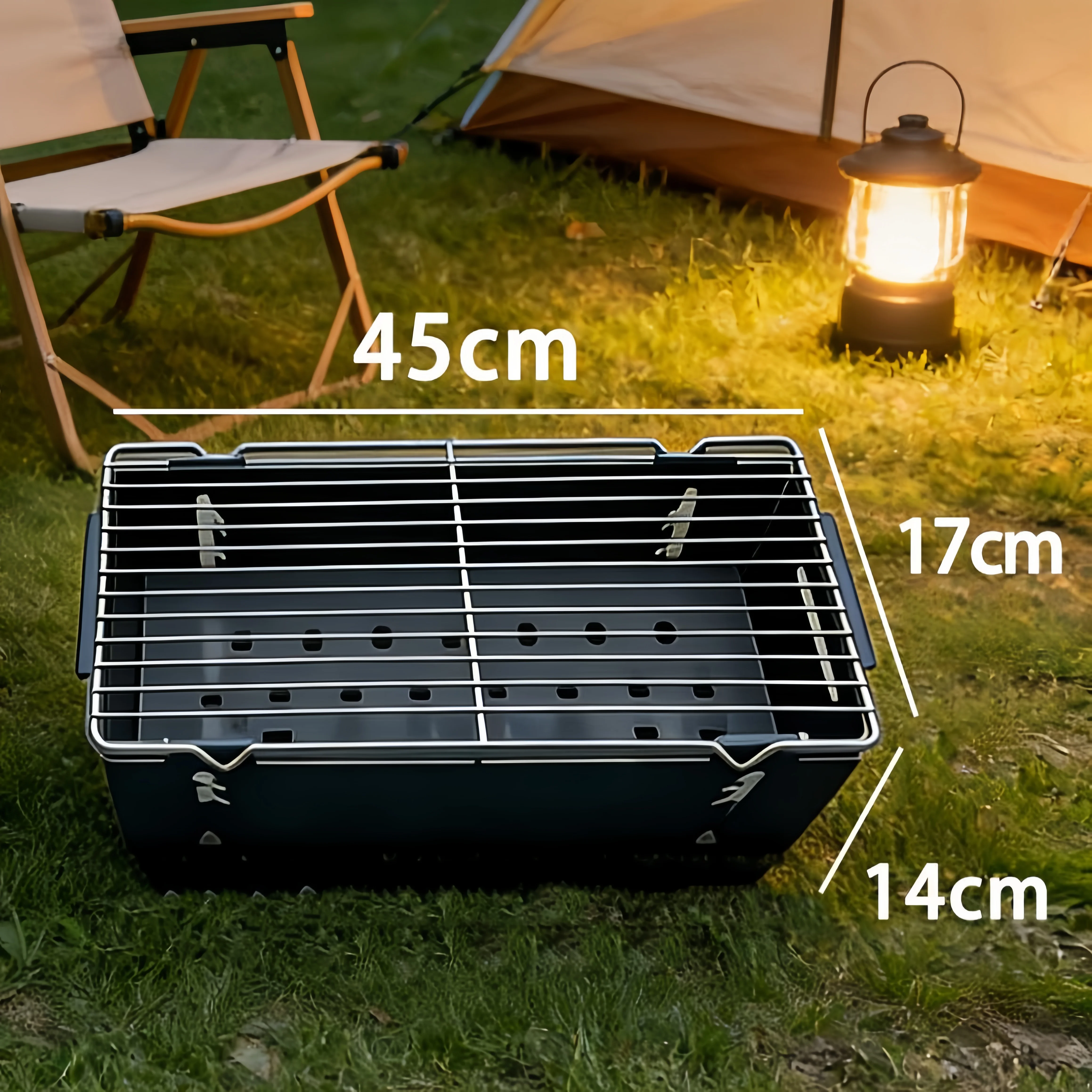Flip-over outdoor camping cooker Stainless steel folding portable grill for backyard and picnics
