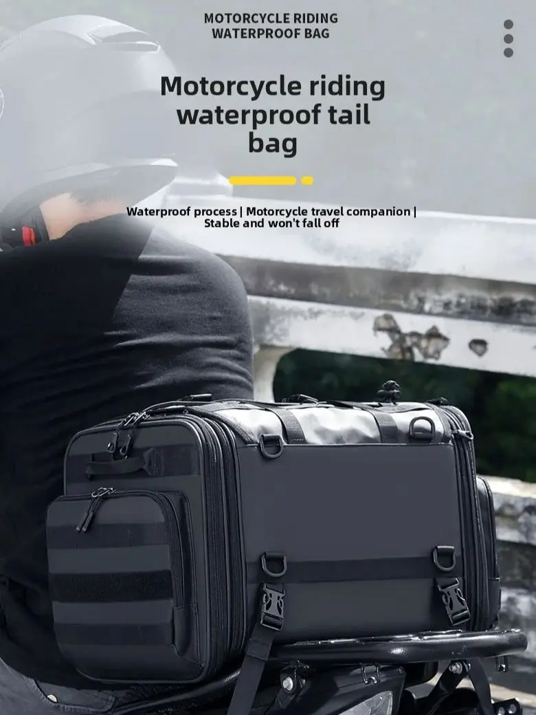 AliExpress Motorcycle Rear Seat Bag Travel Luggage Waterproof 19L-80L Expandable Motor Tail/Trunk/Rack Bag For Most motorcycle