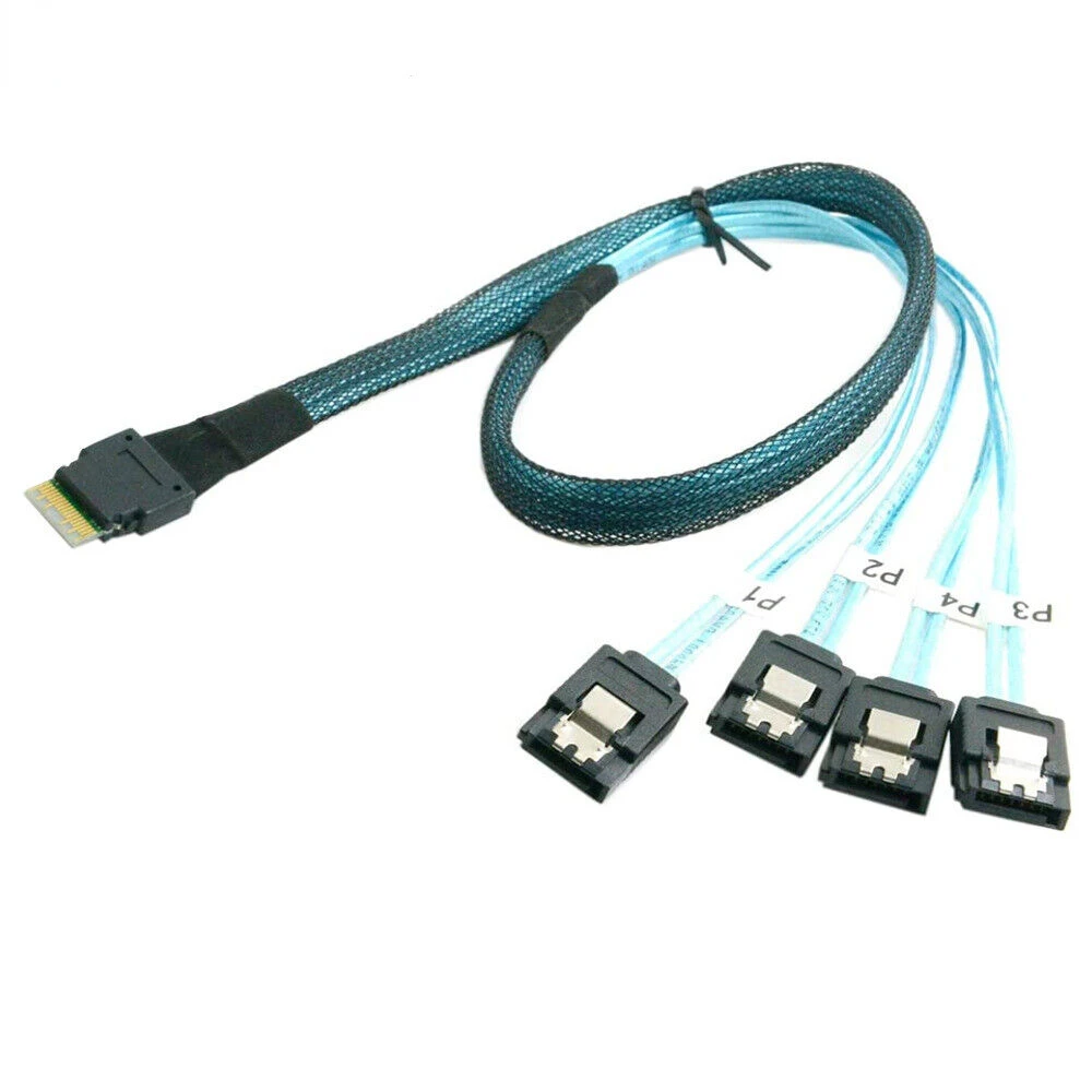 SFF-8654 To Sata Slimline SAS SFF-8654 4i 38P To 4 Ports SATA Server High-speed Connection Cable