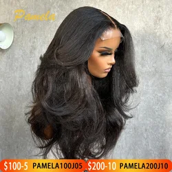 Parrucca senza colla per capelli umani pre pizzicati con doppia trama crespa e onda del corpo 4x4 9x6 con chiusura in pizzo trasparente pronta da indossare