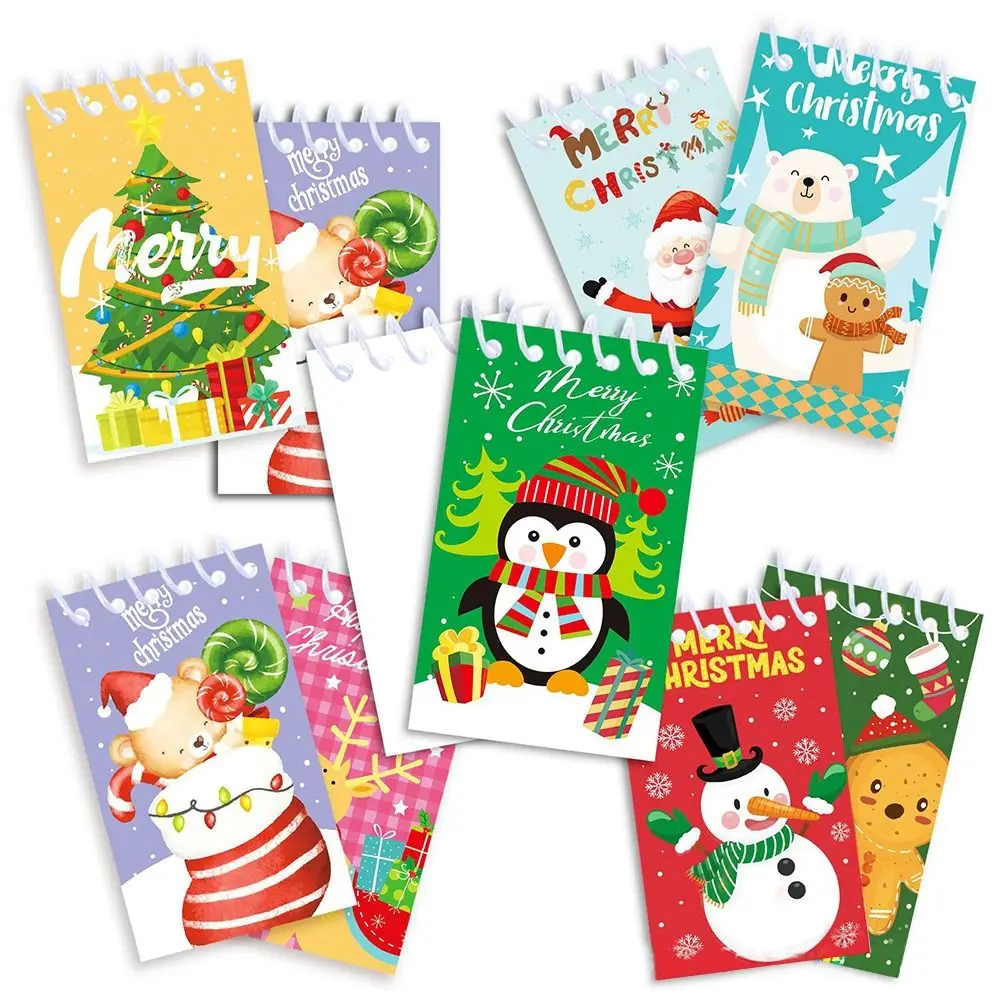 8PCS/Set High Quality Paper Christmas Notebook Vertical Flip Blank Inner Pages Xmas Notepads Portable Loose leaf Notebook Xmas