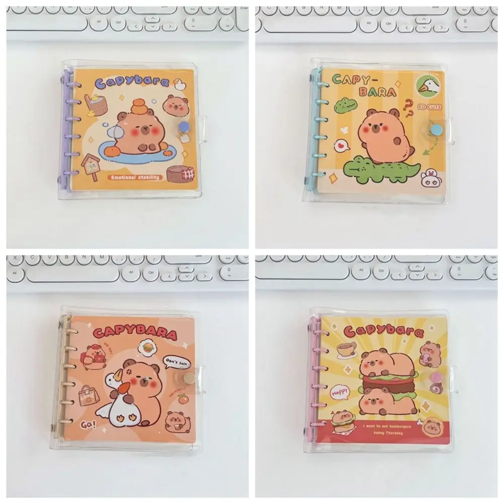 Imagem -03 - Mini Capivara Notebook com Buracos Pasta de Folhas Soltas Bonito Memo Pad Transparente Material Escolar Desenhos Animados Estética Notas Diárias