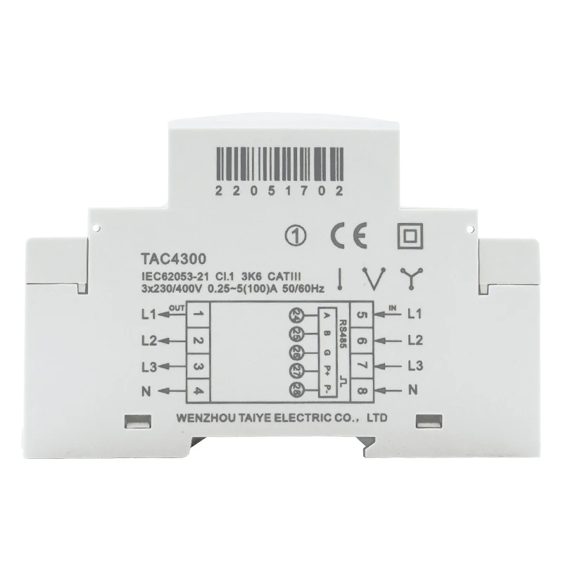 100A Modbus 4 Wire TAC4300 Series Three Phase Rail Installation Mutil-function SDM Power Meter