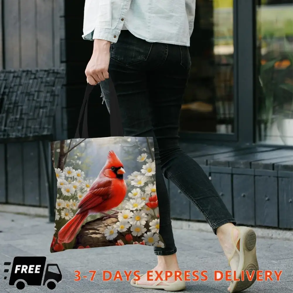 

4 шт., льняная большая сумка с птицами, большая вместительная женская сумка на плечо для покупок