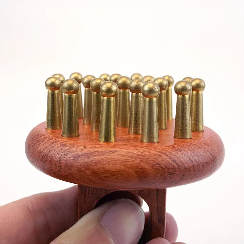 

Head Meridians Massage Comb Copper Sandalwood Meridians Fine Tooth Comb Needling Guasha Scalp Massage Brush Relax Body Massager