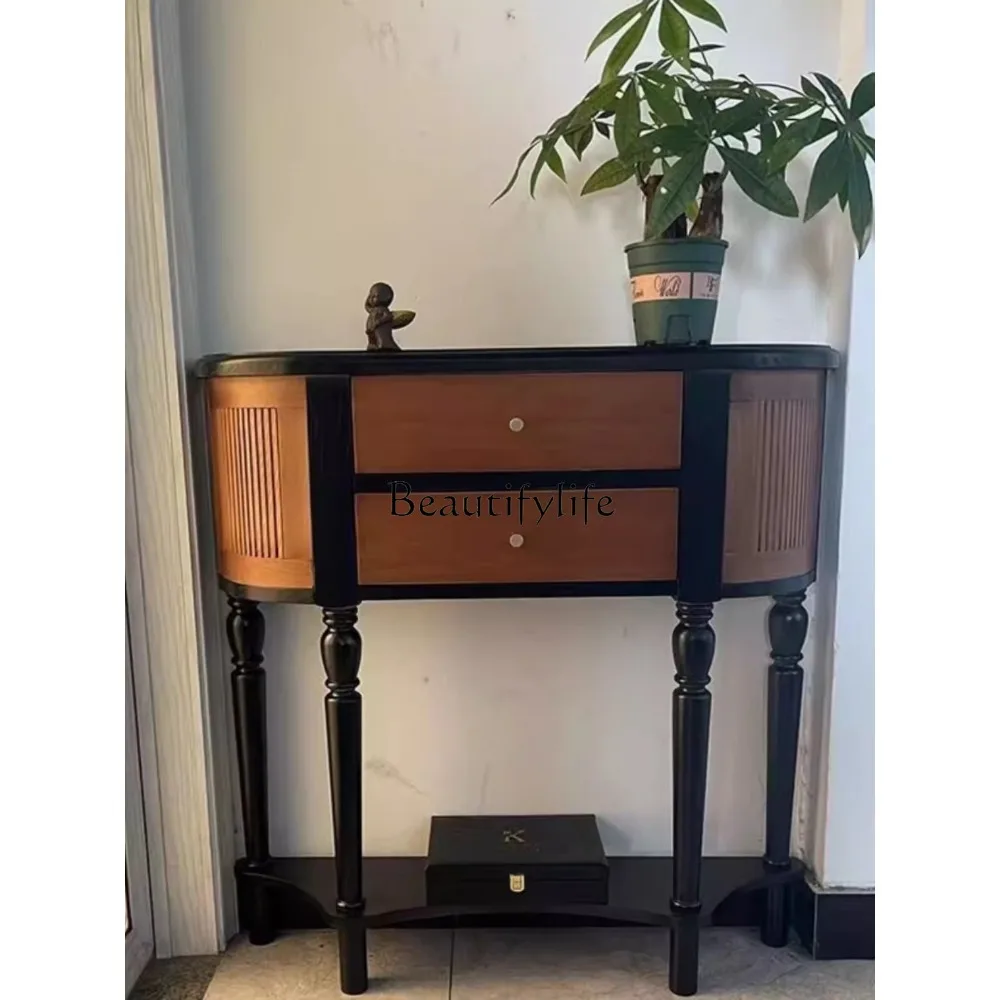 

French Retro Solid Wood Console Tables Modern Minimalist Curio Cabinet