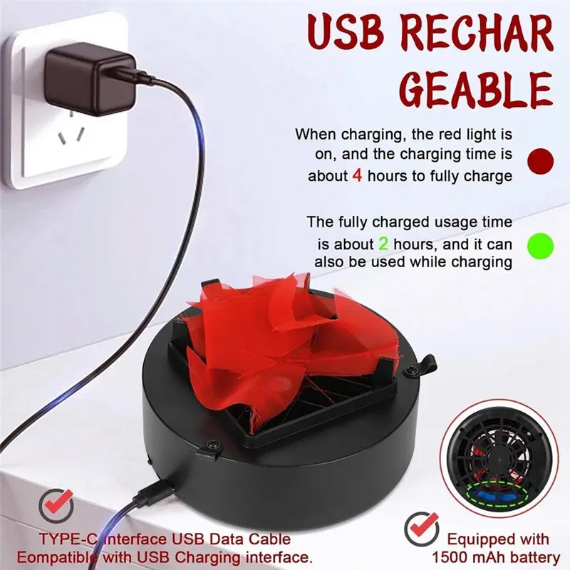 Portable USB Rechargeable 3D Fake Fire Electric Light, Fake Campfire, Electric Flame Lamp