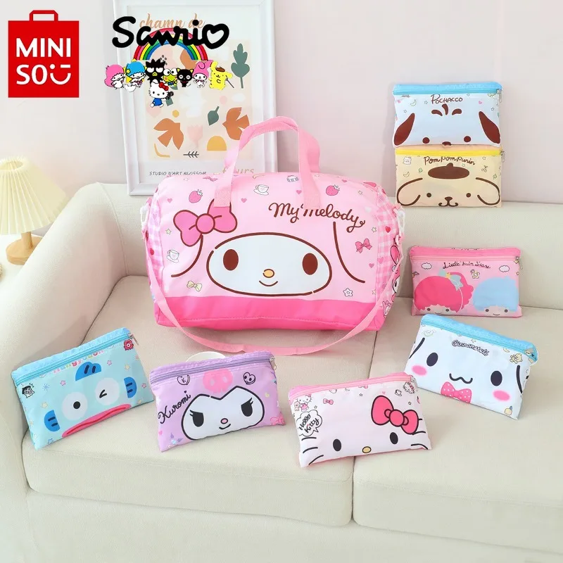 sanrio 2025 New Women's Travel Bag Fashion High Quality Clothing Storage Bag Cartoon Large Capacity Women's Handheld Folding Bag