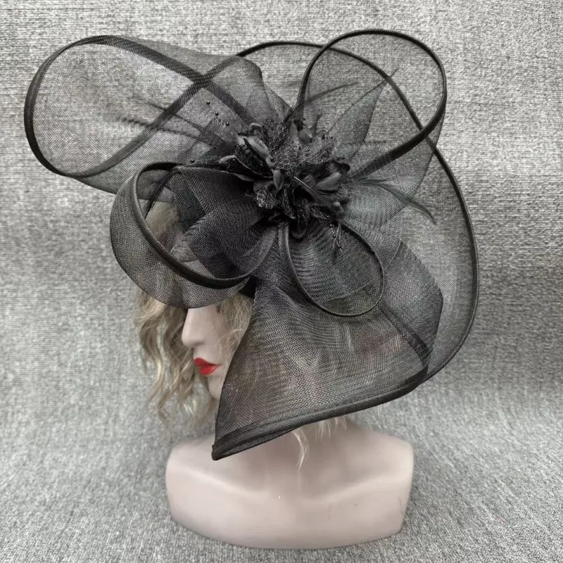 Color Mesh Headgear European and American Flowers Bridal Banquet Top Hat Feather Headband Head Wear Accessories 3