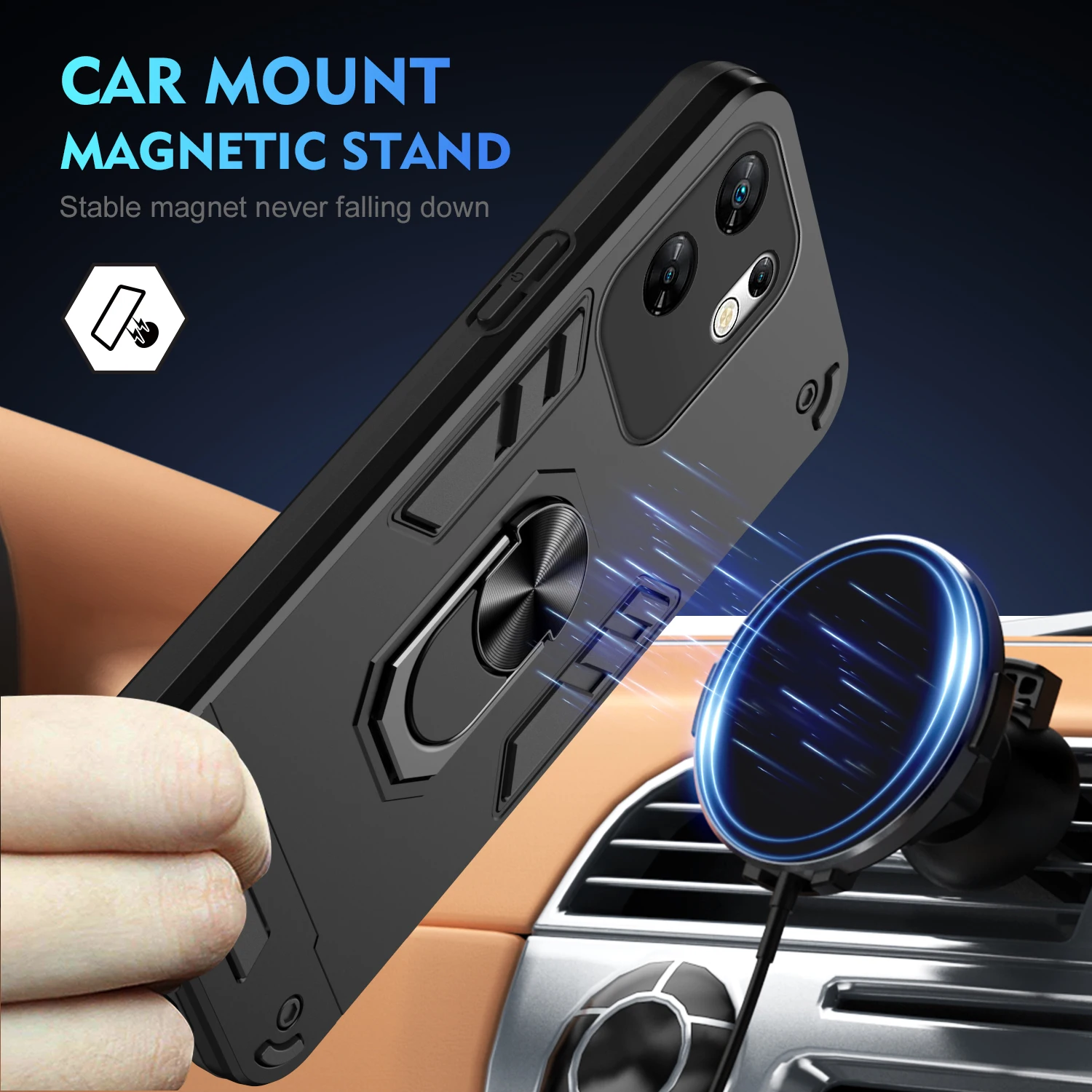 Case for Infinix Zero 30 4G Armor Shockproof Car Magnetic Finger Ring Holder Hard Phone Cover InfinixZero304G X6731B Coque L1