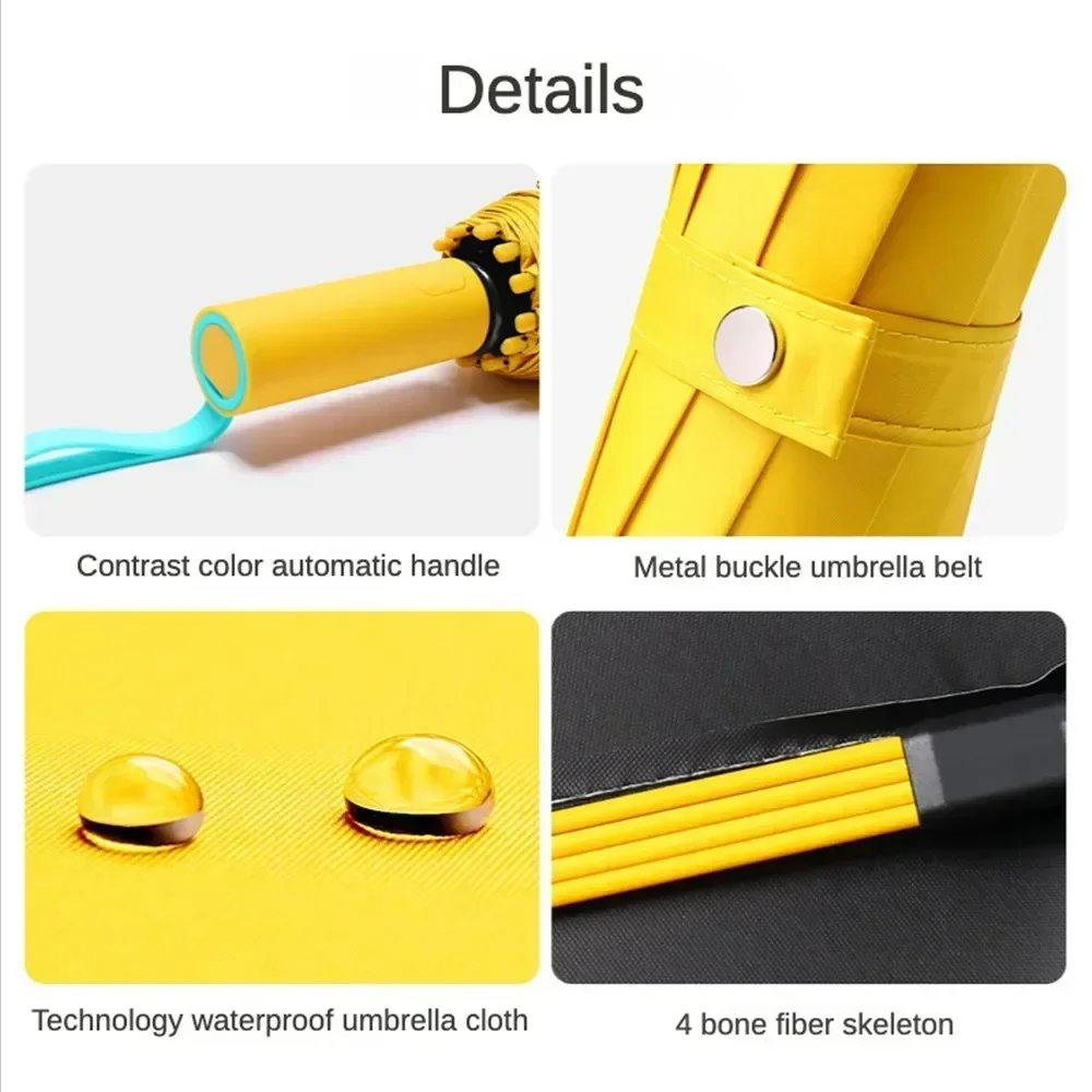 12 Bones Folding Automatic Umbrella Outdoor Windproof Strong Parasol UV Protection Modern Minimalist Practical Sunshade