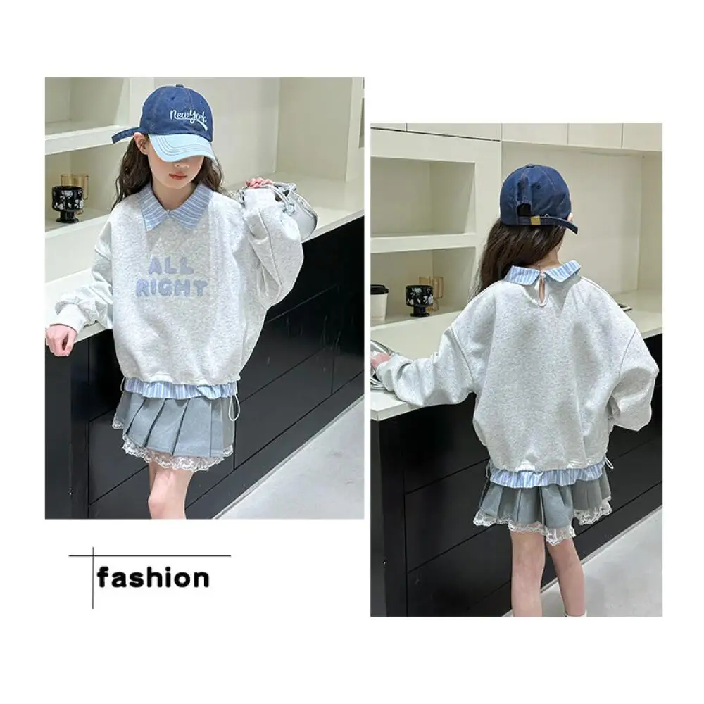 

Kawaii модная толстовка с лацканами для девочек, футболка для студентов, весенне-осенние повседневные топы с длинными рукавами и героями мультфильмов, детская одежда, новинка