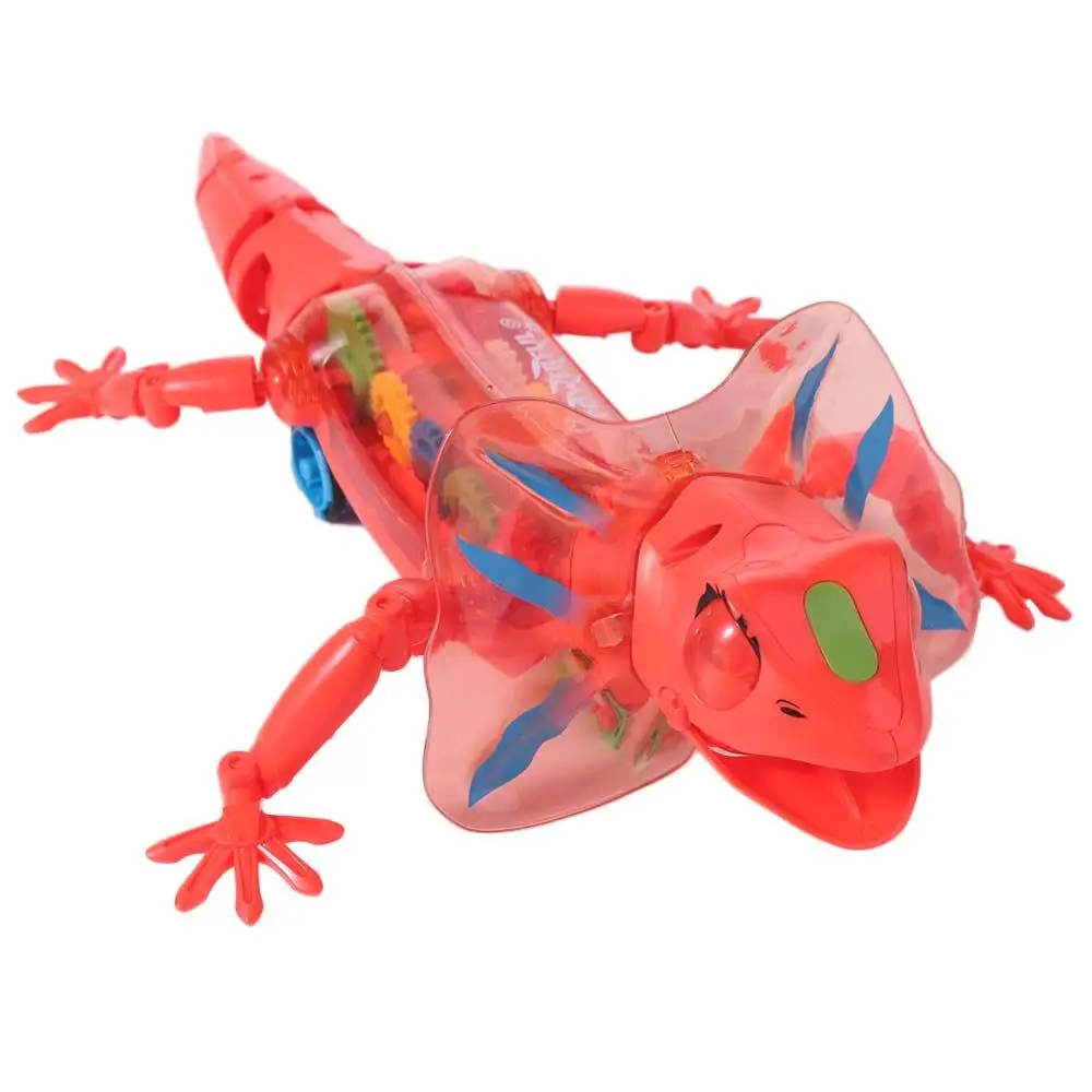 Modelo robótico eletrônico animais de estimação lagarto sons luzes lagarto andando eletrônico anime transparente