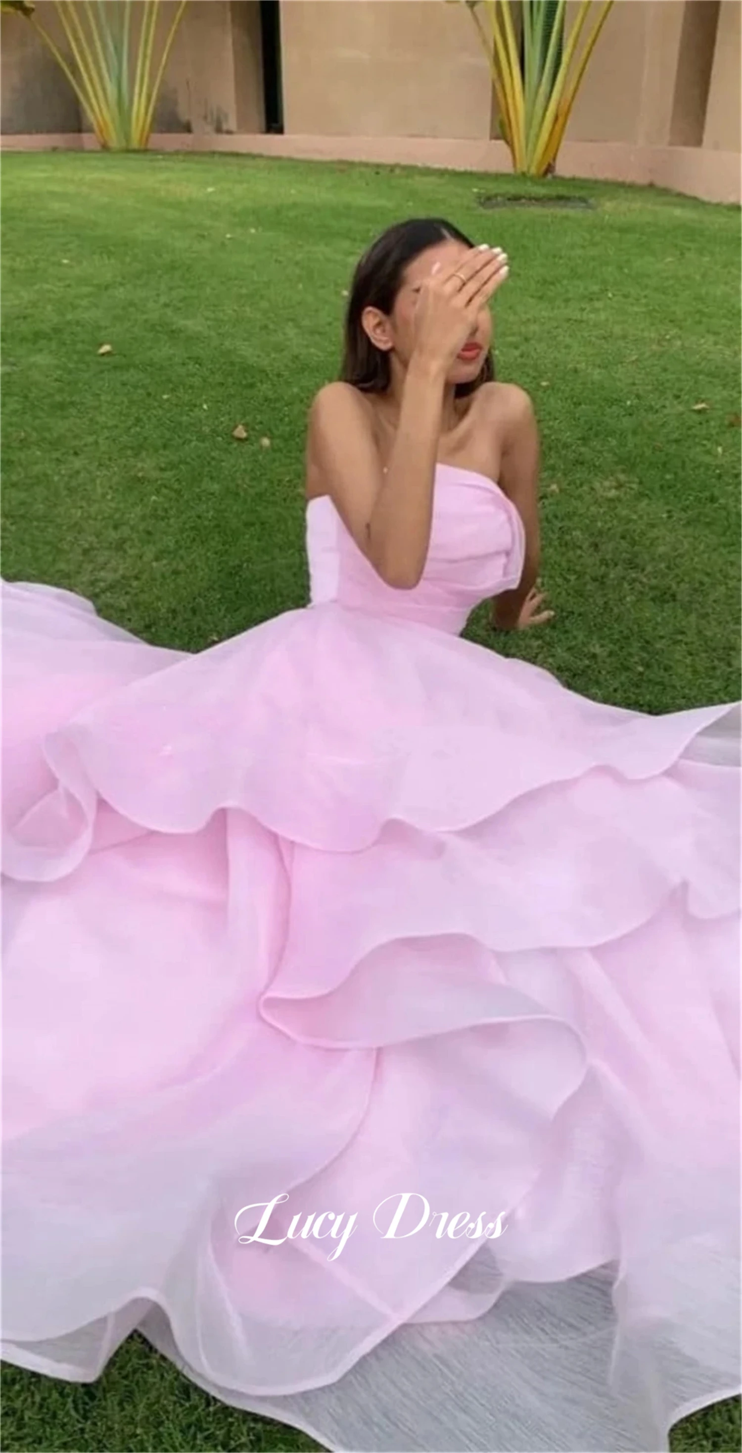 Lucy Graduation Gown Birthday Party Dress Organza Line A Evening Strapless Pink Happy Sharon Dresses 2024 Ball Gowns Prom