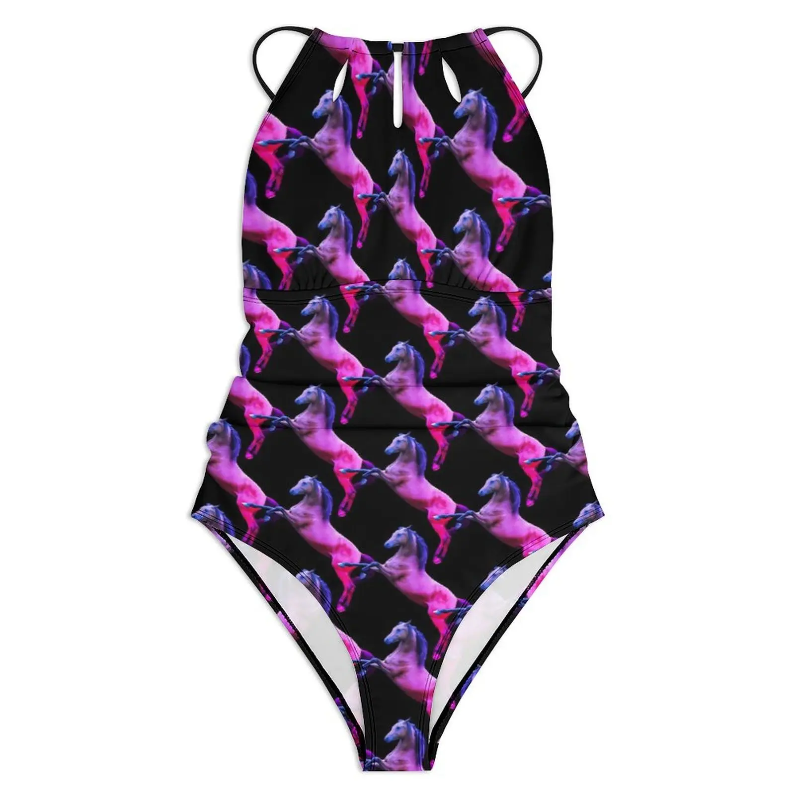 Pink Horse Swimsuit Pretty Animal Print Push Up Swimwear One Piece Fitness Bathing Suit Bodysuit Graphic Beach Wear Plus Size