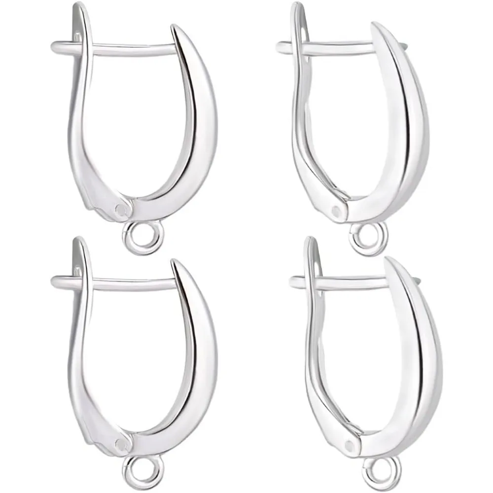 1 caja de 10 Uds. De accesorios para pendientes de medio aro con cierre trasero de latón chapado en bucle