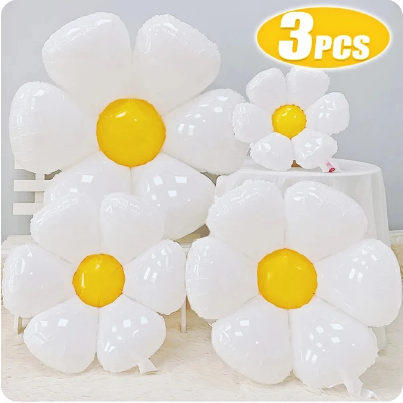 

3/1pcs White Daisy Flower Balloon Multi Size Sunflower Foil Balloons Helium Ball Kid Birthday Party Baby Shower Decoration