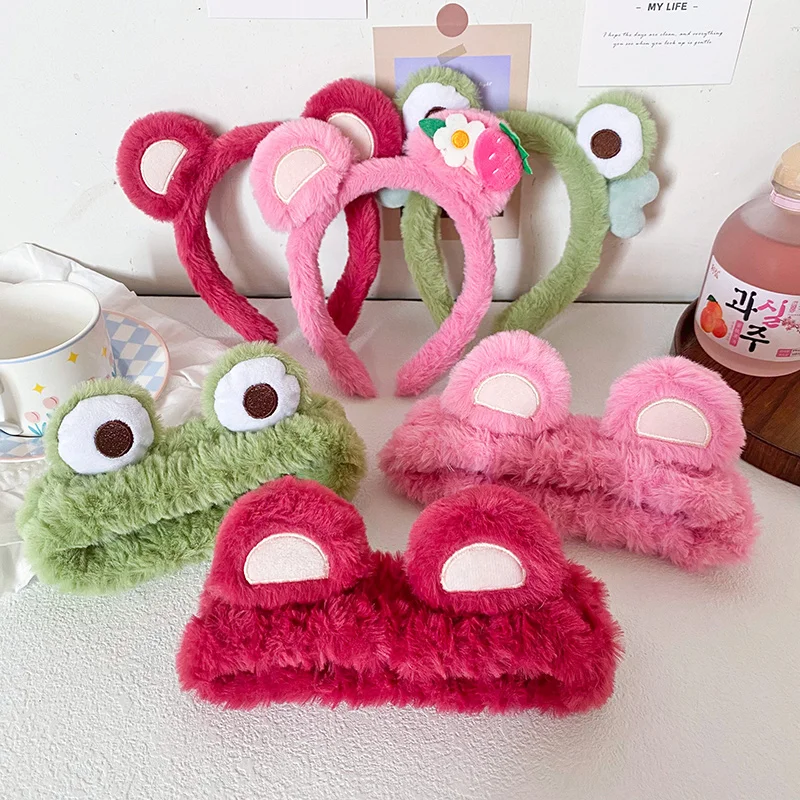 1Pcs headband, headband for face washing, animal headband, face washing plush cartoon frog bear headband