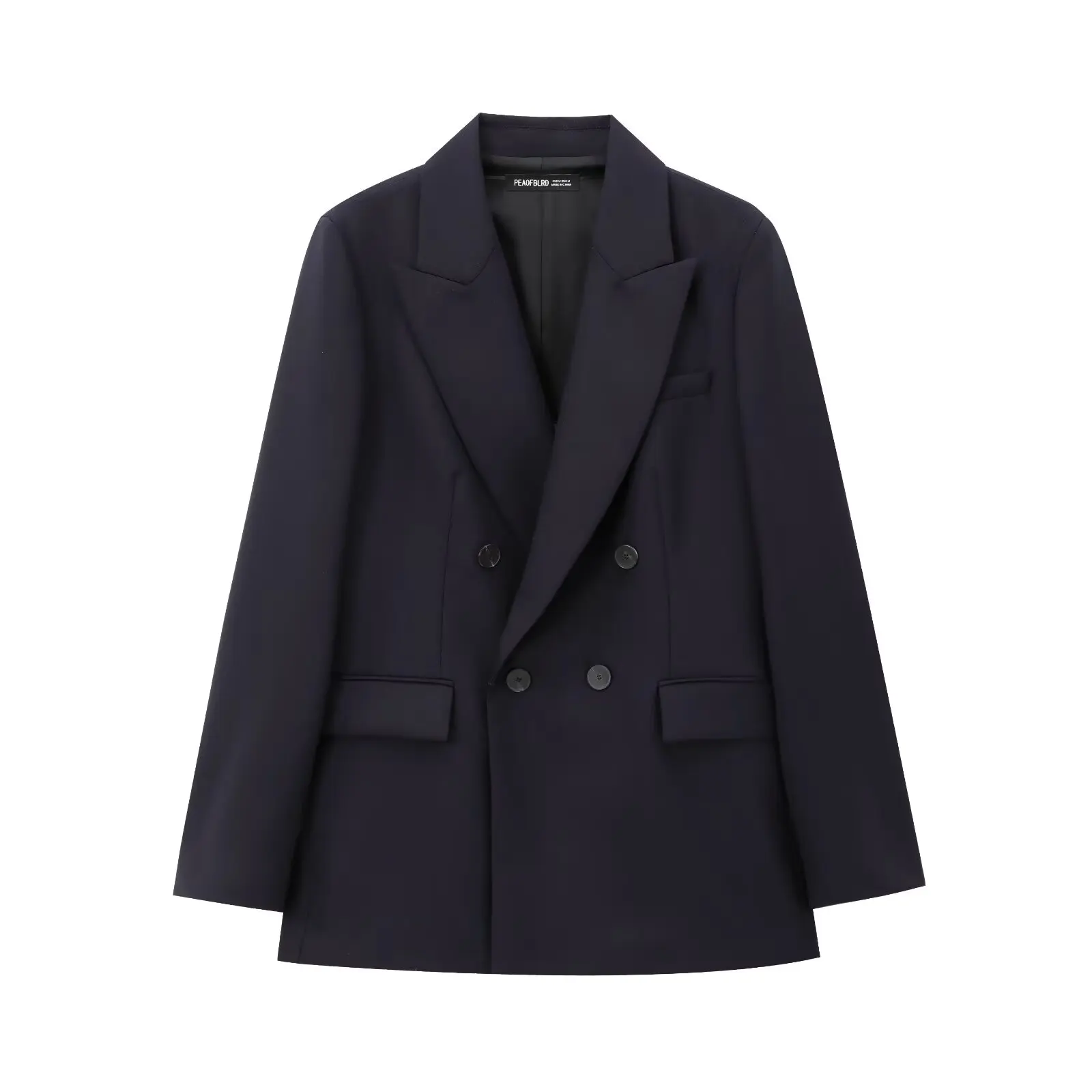 

ZBZA осенний новый женский модный двубортный костюм, джет, прямые брюки, комплект из двух предметов, спецодежда из полиэфирного волокна