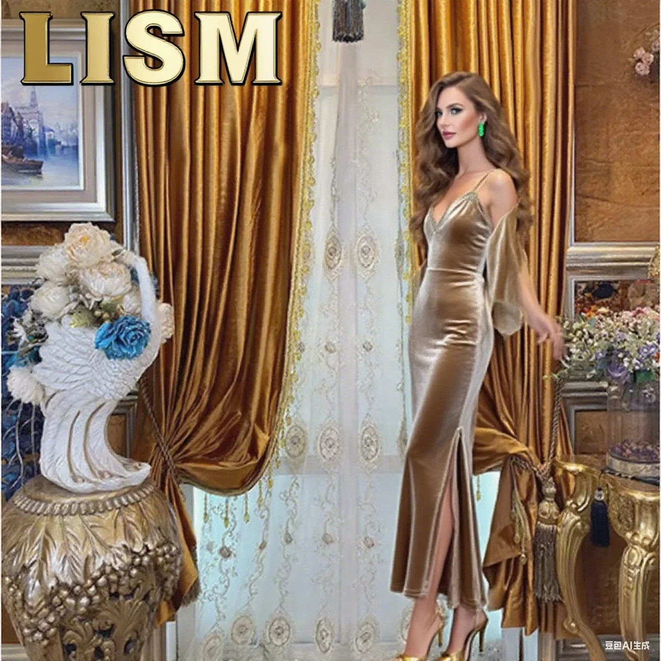 

Light Luxury French Curtains for Living Room Bedroom Retro Luxury Blackout Bright Orange Velvet Decor Custom Embroidered Tulle