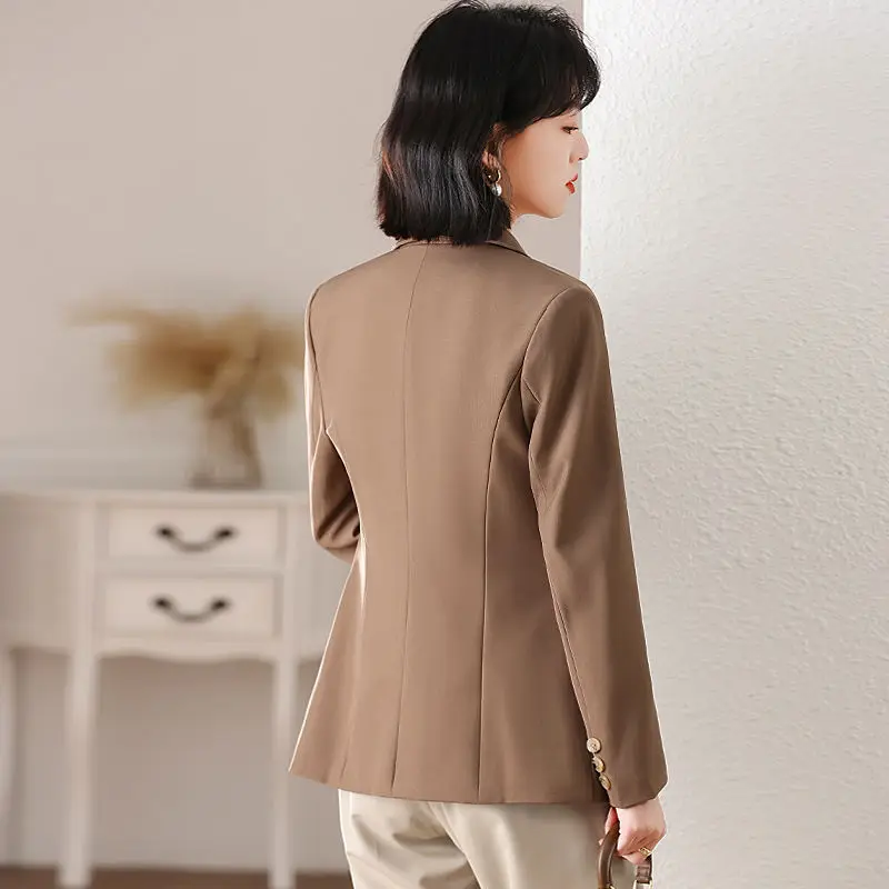 Single Button Blazers Chic Casual Solid Professional Work All Match Lapel Neck Classic Temperament Blazers Coats Clothes