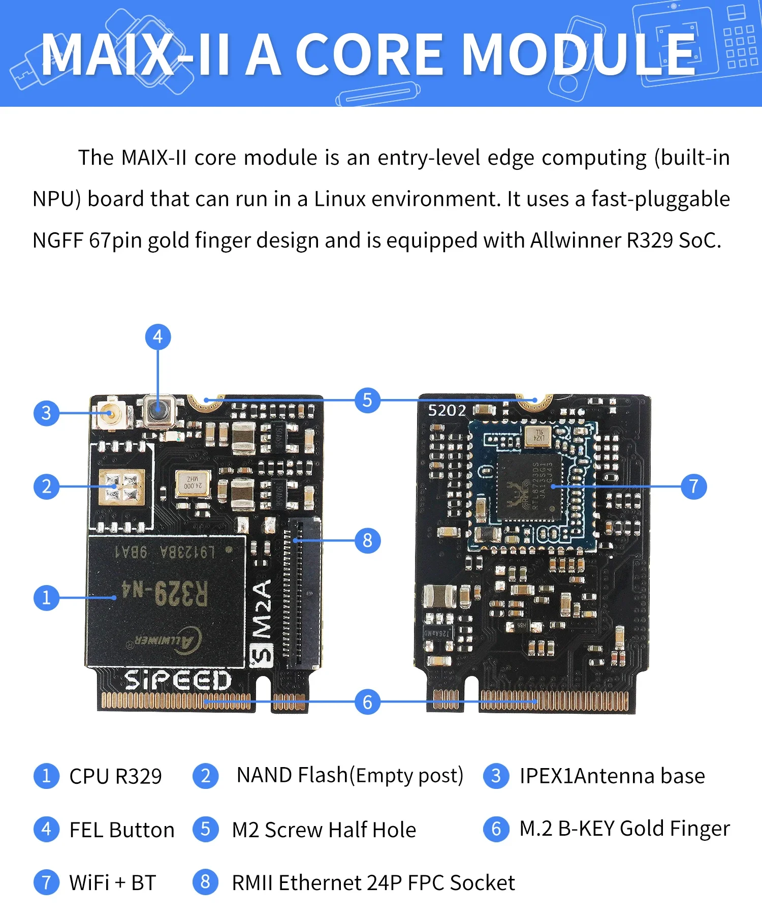 MaixSense يعتمد على Allwinner R329 256MB DDR3 RAM للتعلم العميق AIoT Linux Tina Armbian Development Board