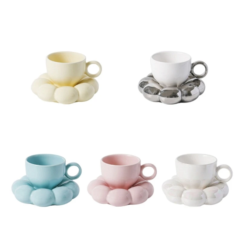 

2024 New Cute Flower Coffee Cups with Saucers 200ml Porcelains Afternoon-Tea Cups Home Ceramic Mug Perfect For Cups or Mug Lover