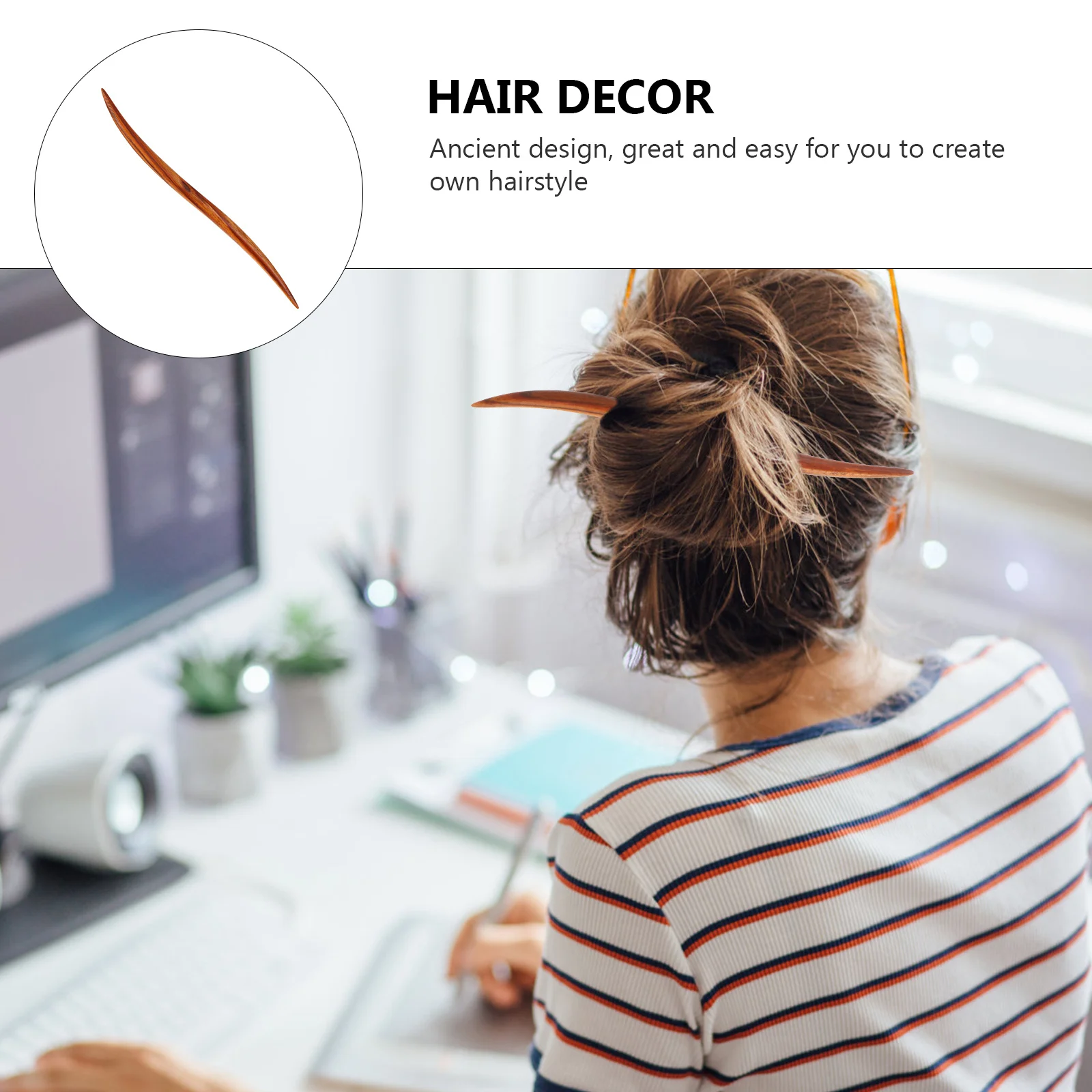 

1Pcs Vintage Ebony Hair Chopstick Chinese Style Hairpin Women Hair Stick Bridal Headdress Elegant Smooth Polished Natural