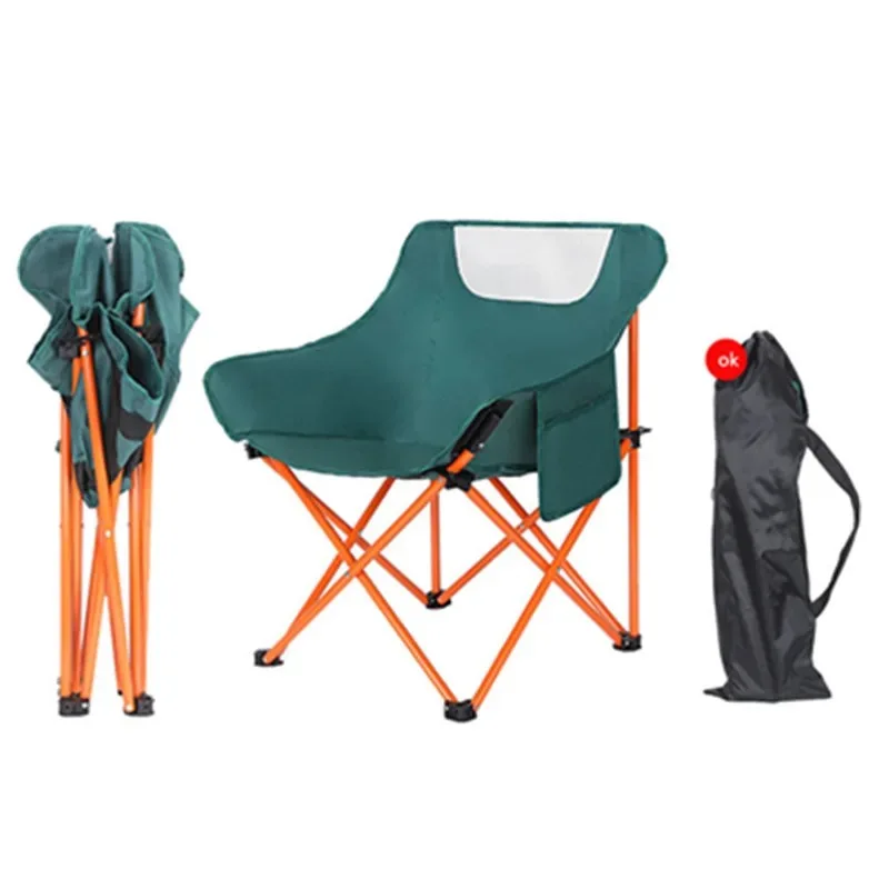 Portable Outdoor Camping Folding Chair Moon Chair Picnic Camping Car Chair Easy to Carry Easy to Use High Load Bearing 100KG