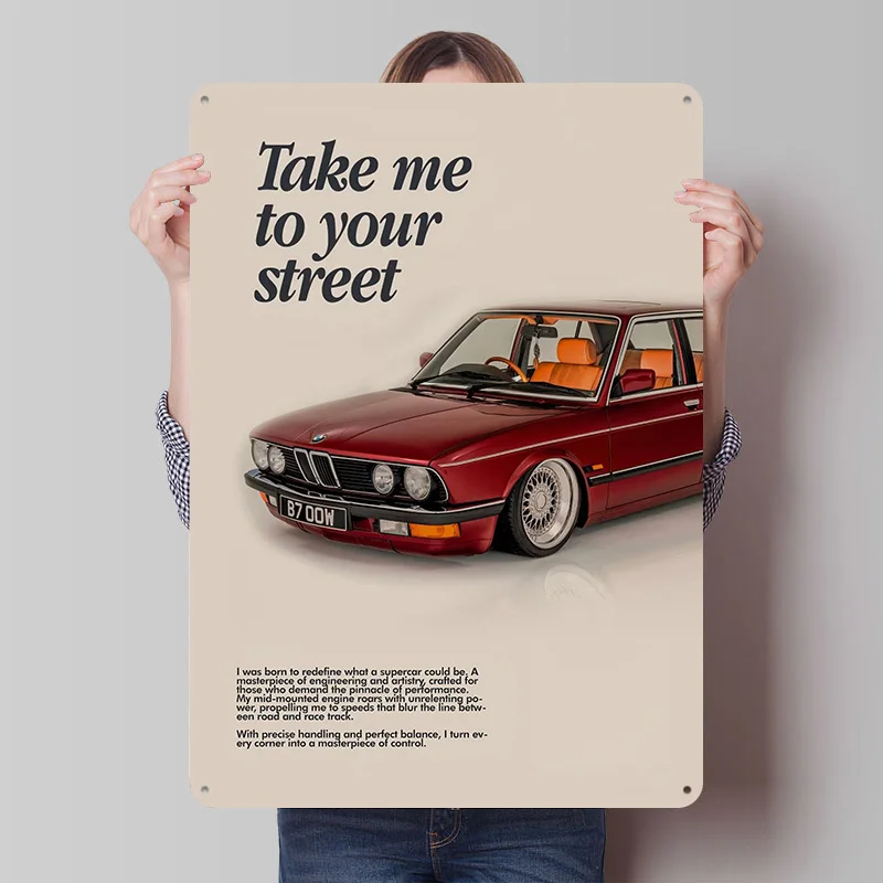 Sports Car E28 Classic Metal Poster Customized Wall Art Retro Vintage Tinplate Signs for Man Cave Gamer Room Decoration At Home