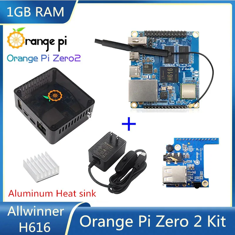 Orange Pi زيرو 2 اختياري امدادات الطاقة وحالة لوحة واحدة عدة الكمبيوتر H616 رقاقة 1G BT5.0 واي فاي تشغيل Android10 أوبونتو ديبيان OS