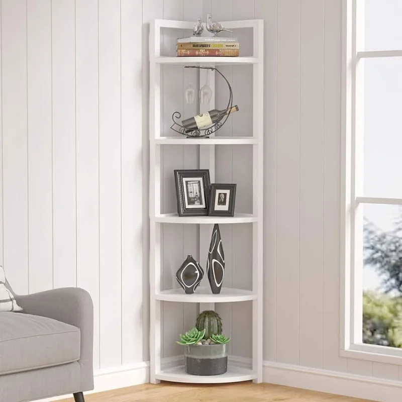 

5 Tier Corner Shelf, Modern Corner Bookshelf Small Bookcase Storage Rack Plant Stand for Living Room