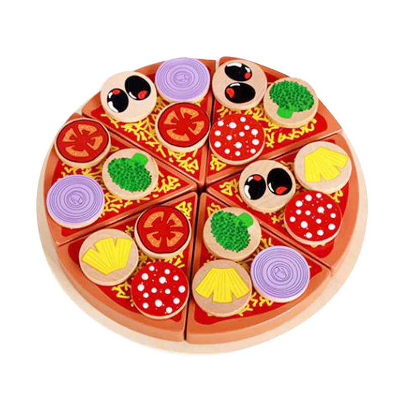 Wooden Quality Cut And Cut To See Pizza Cakes Children\'s Cake Kitchen Play House Simulation Toys Children\'s Chef Toys