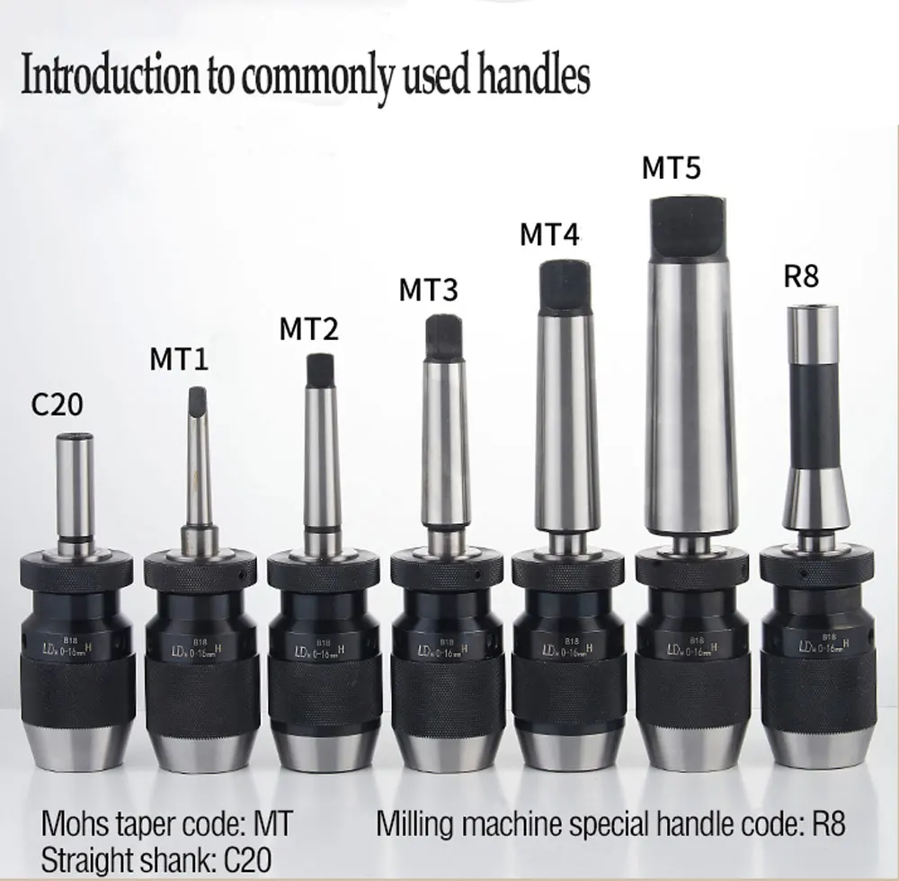 1 Set Morse Cone MT1 MT2 MT3 MT4 C6 C8 C12 C16 C18 R8 Tool Holder  B10 B12 B16 B18 B22 Drill Chuck CNC Self Tighten Drill Chuck