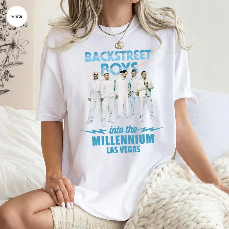 

White Backstreet Boys Shirt Back street Boys T-Shirt Millennium Shirts Pop Music Memory Back Street Boys Girls