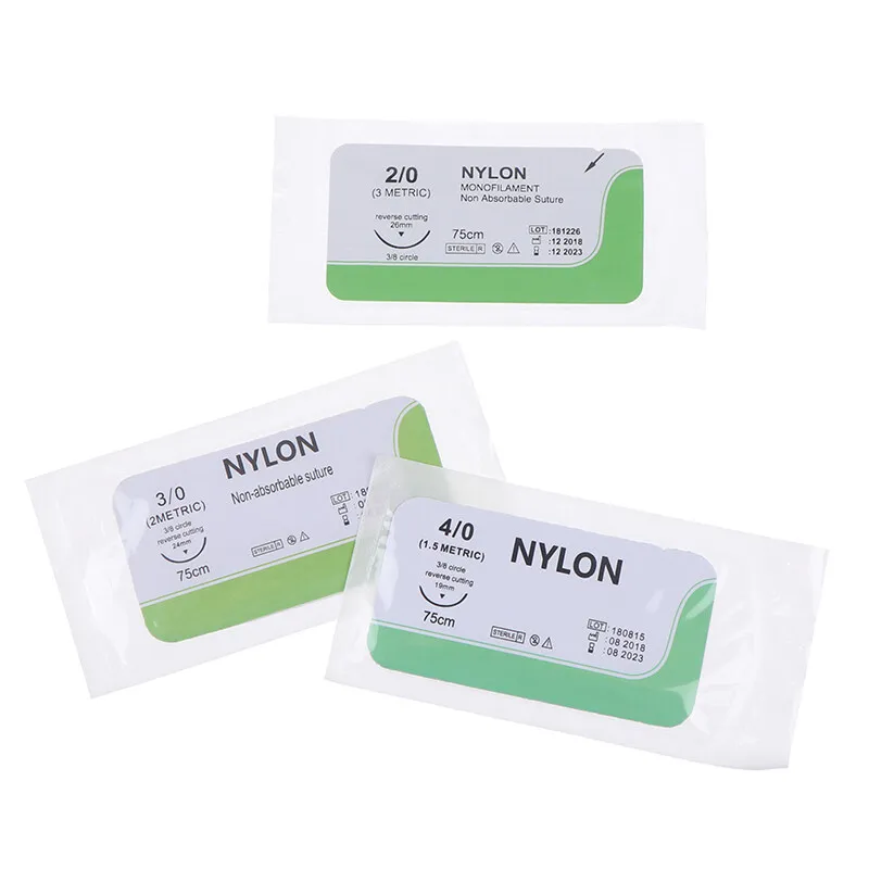 12Pcs 2.0/3.0/4.0 Needle Suture Nylon Medical Thread Sterile Surgical Practice Accessories