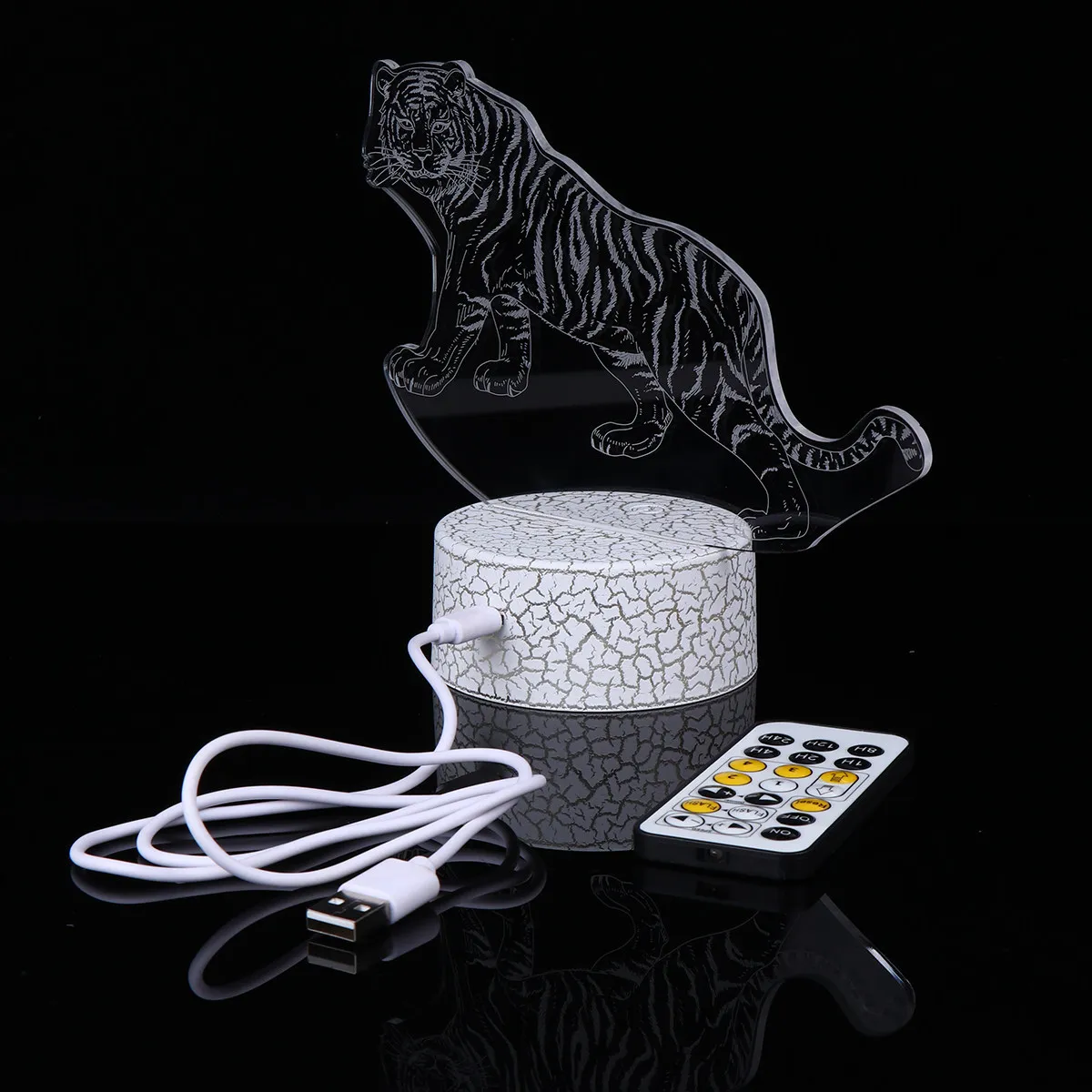 1セットのカラフルなアクリルナイトライト、実用的なledランプ、usb電源の家庭用睡眠ランプ（タイガーパターン）
