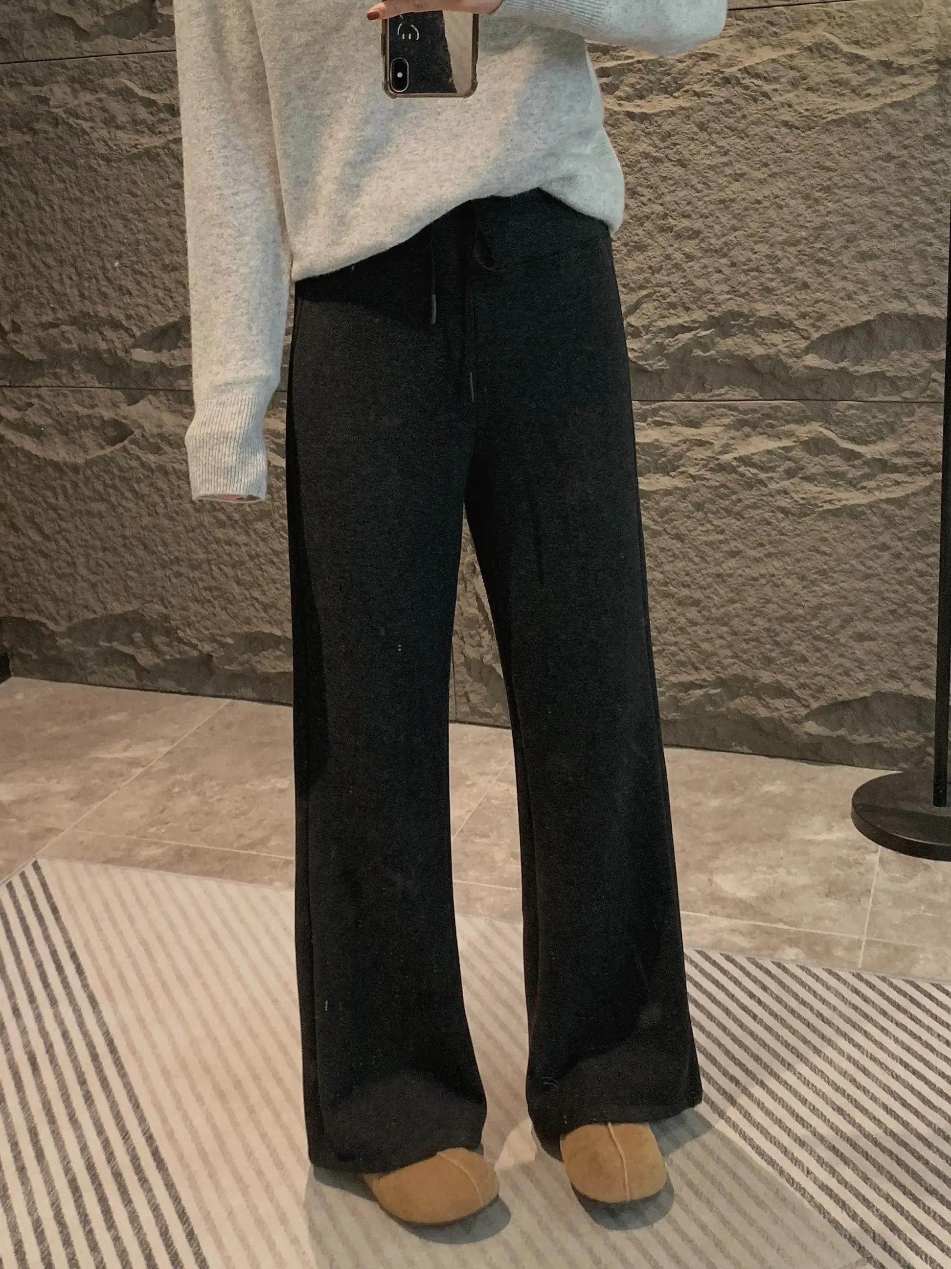 

Женские брюки-клеш с флисовой подкладкой, прямые, зимние, повседневные, с эластичным поясом на шнурке, для путешествий и фотосессий